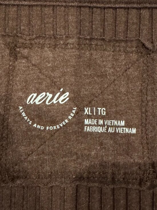 Aerie Women’s Ribbed Henley Layering T-Shirt Canyon Sun Brown Extra Large XL - Picture 9 of 16